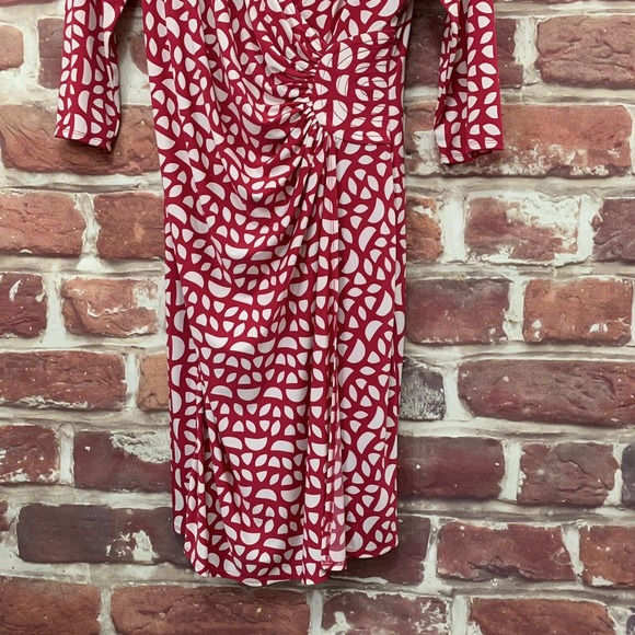 LAUNDRY SHELLI SEGAL WOMEN'S DARK PINK & WHITE ABSTRACT ZIP UP DRESS - Picture 4 of 8